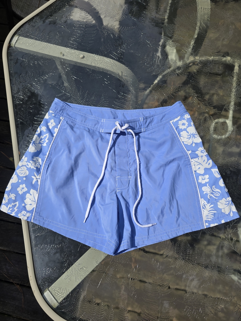 Retro Light Blue Floral Boardshorts